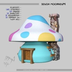 Cartoon Mushroom House Kid Style 3d model