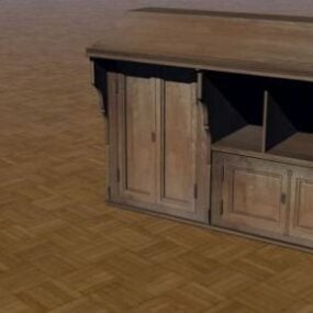 Kwadratowy stół z drewna orzechowego Model 3D