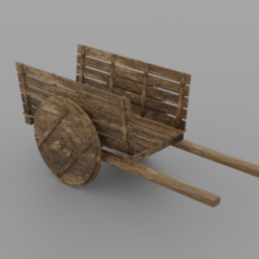 3д модель средневековой деревянной тележки