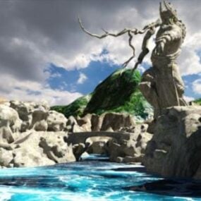 Rock Island Scene 3d model