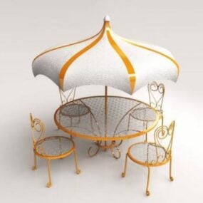 Açık Şemsiye Kafe 3d modeli