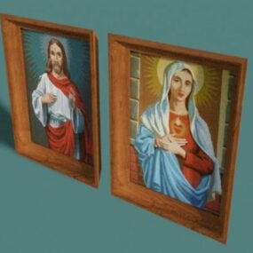 Art Picture Frame Hanging On Wall In Room 3d model