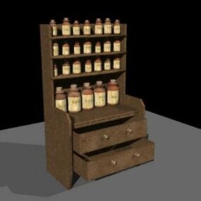 Potions Cabinet With Kitchen Jar 3d model
