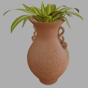Terakotová rostlina v květináči 3D model