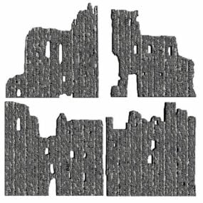 Ruined Wall Building 3d model