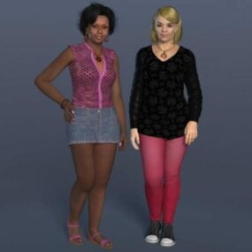 Black Bodysuit Girl Character 3d model