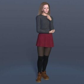 3D-модель персонажа модної дівчини-підлітка