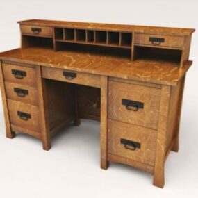 Vintage Teller Desk 3d model