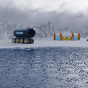 Ciencia ficción invierno paisaje nevado modelo 3d