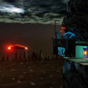 Scifi Station Concept Scene 3d model