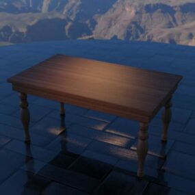 שולחן עץ פשוט מגולף רגל תלת מימד