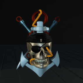 Gold Pirate Skull 3d model