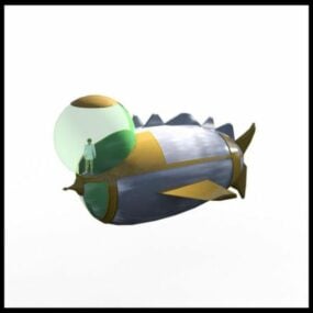 Kreslený 3D model ponorky Steampunk