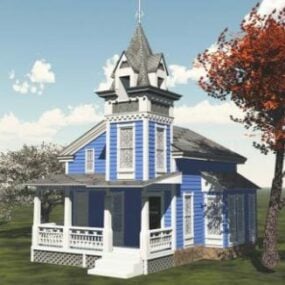 Country House Building Exterior Scene 3d-model