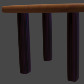 Dřevěný kulatý stůl se čtvercovou nohou 3D model