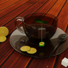 Glass Lemon Tea Cup 3d model