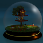 Casa del árbol en un globo