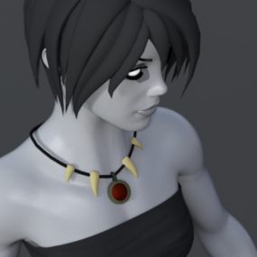 3д модель персонажа красавицы с ожерельем