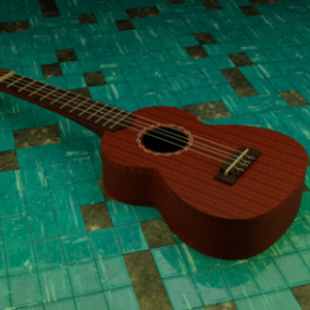Modello 3d di ukulele in legno