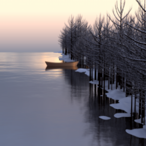 Winter Island Scene 3d model