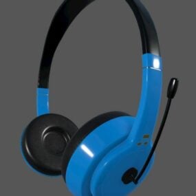 ブルーワイヤレスヘッドフォン3Dモデル