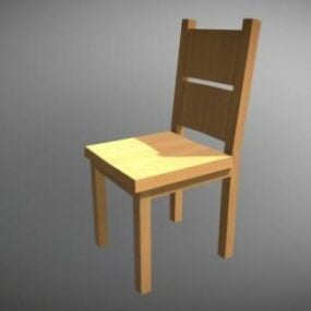 เก้าอี้ไม้เนื้อแข็งโมเดล 3 มิติ