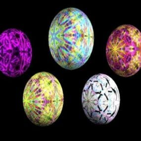 3д модель пасхального яйца с разноцветными яйцами