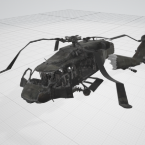 Crashed Black Hawk Helicopter 3d model
