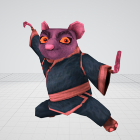 3д модель персонажа каратэ-мышь