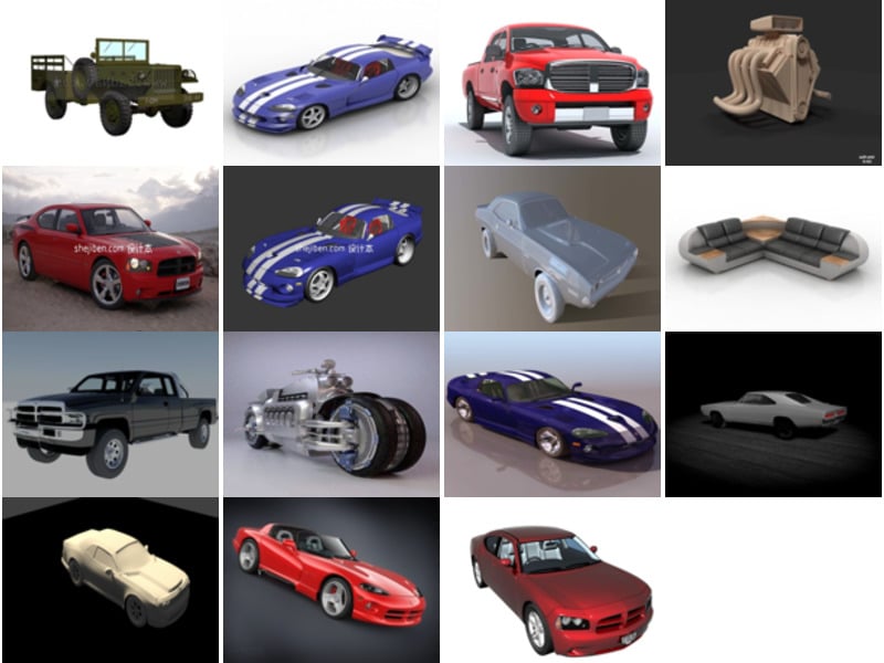 15 nejnovějších 3D modelů Dodge za rok 2022