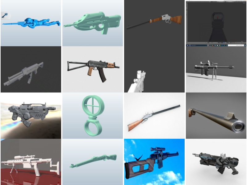 Topp 29 gevärs 3D-modeller för rendering av de senaste 2022