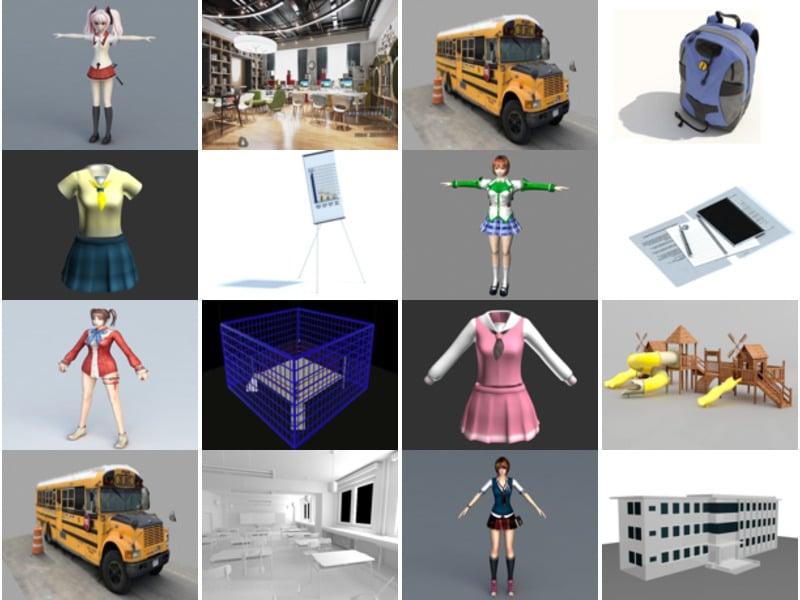 Top 35 kostenlose Schul-3D-Modelle mit den meisten Aufrufen 2022