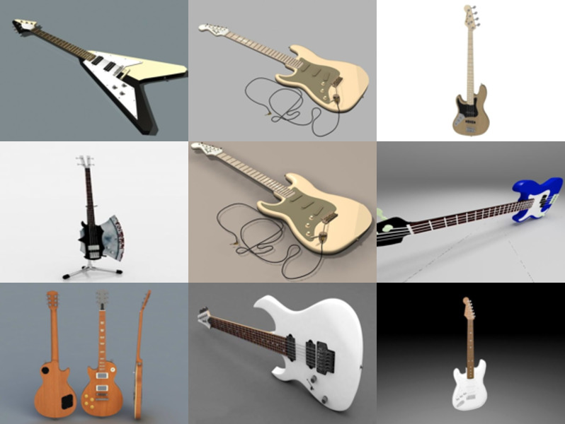 Top 10 Bass Guitar 3D Models for Rendering Newest 2022