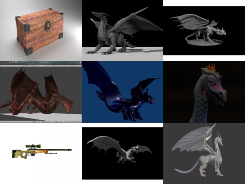 Top 12 Blender Dragon 3D-modeller nyeste