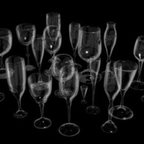 مجموعة مكدس زجاج النبيذ نموذج ثلاثي الأبعاد
