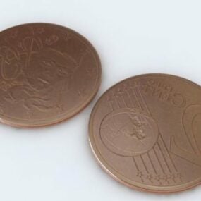 3D model bronzové euro mince
