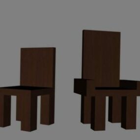 Lowpoly 木の椅子3Dモデル