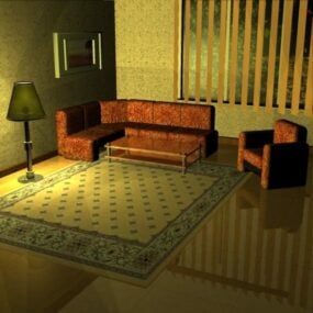 Wohnzimmer in Weißton mit Sofa 3D-Modell