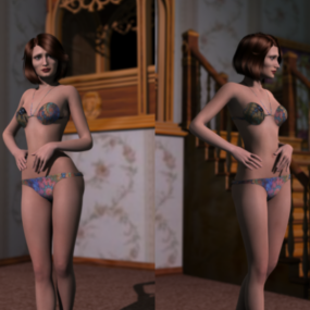 İki Güzel Kız Karakteri 3d modeli