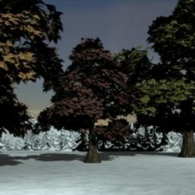 Realistic Oak Trees 3d model
