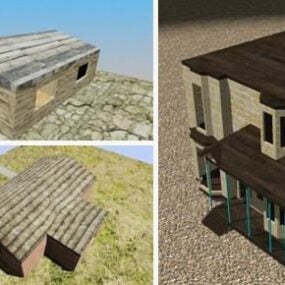 Simple Brick House Building 3d model