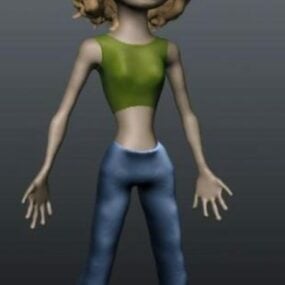 若い漫画の女の子のキャラクター 3D モデル