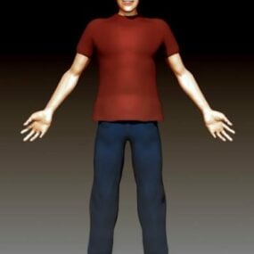 Cartoon Boy In Red Shirt 3d model