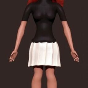 ファッション服を着た漫画の女の子3Dモデル