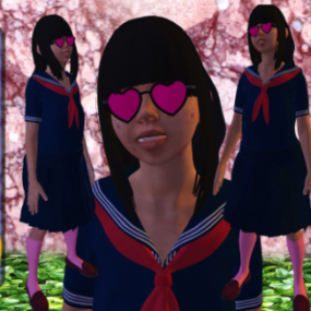 Anime Japanese Warrior Girl, Mask Girl 3d model