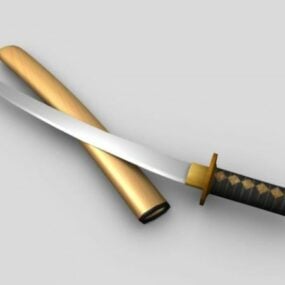 3д модель самурайского меча в футляре