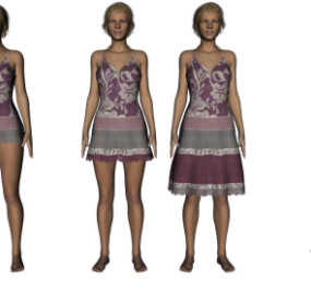 Girl Character With Rainbow Dress Fashion 3d model