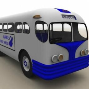 Vintage Vw Otobüs Beyaz Mavi Renk 3d modeli
