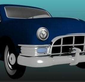 Vintage Sedan Car Blue Βαμμένο τρισδιάστατο μοντέλο