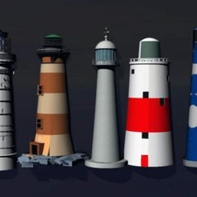 灯台の建物セット3Dモデル